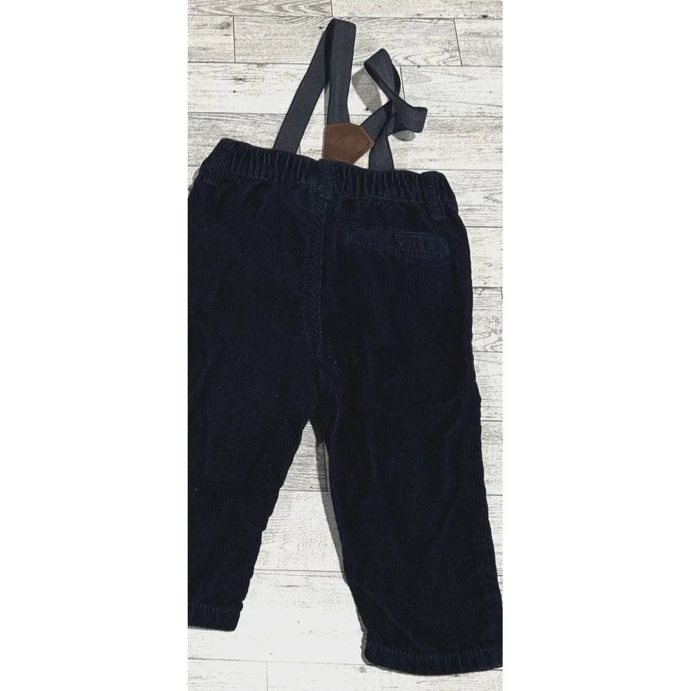 OSHKOSH BABY B'GOSH NAVY CORDUROY PANTS WITH SUSPENDERS - SIZE‎ 9 Months